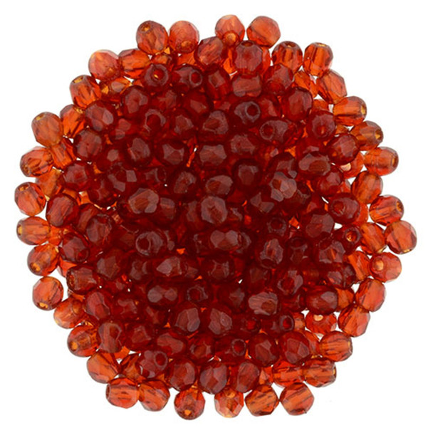 Czech Glass FIREPOLISH Beads 2mm SIAM RUBY