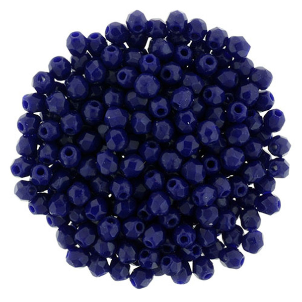 Czech Glass FIREPOLISH Beads 2mm NAVY BLUE