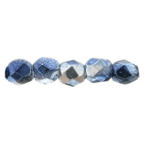 Czech Glass FIREPOLISH 2mm MIRROR DENIM