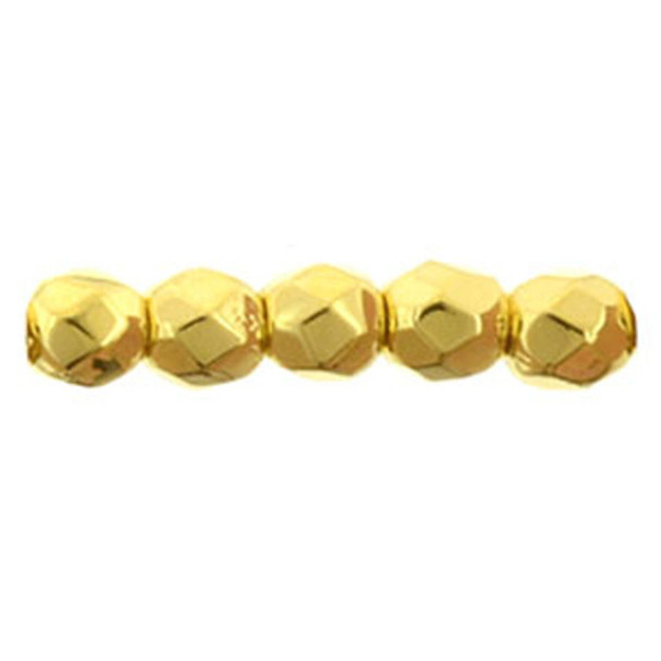 Czech Glass FIREPOLISH 2mm 24K GOLD PLATED