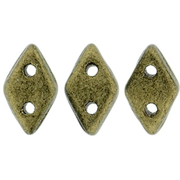 2-Hole Diamond Beads 4x6.5mm METALLIC SUEDE GOLD