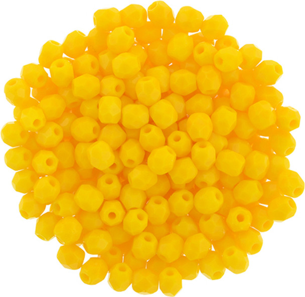 Firepolish 3mm Czech Glass Beads OPAQUE SUNFLOWER YELLOW