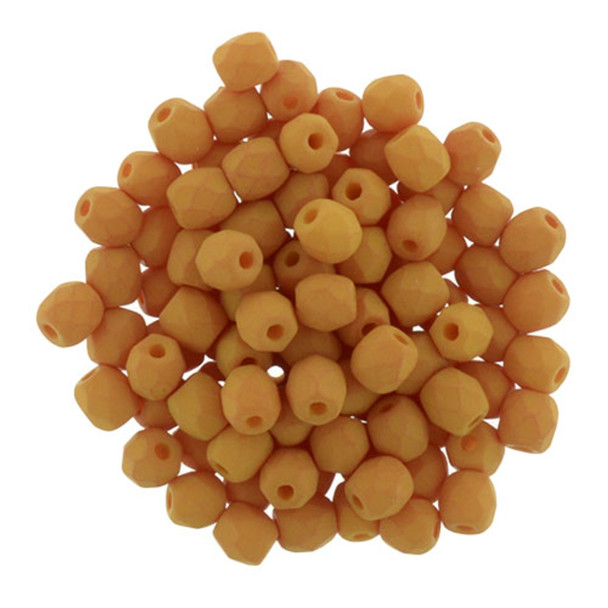 Firepolish 3mm Czech Glass Beads SATURATED PUMPKIN