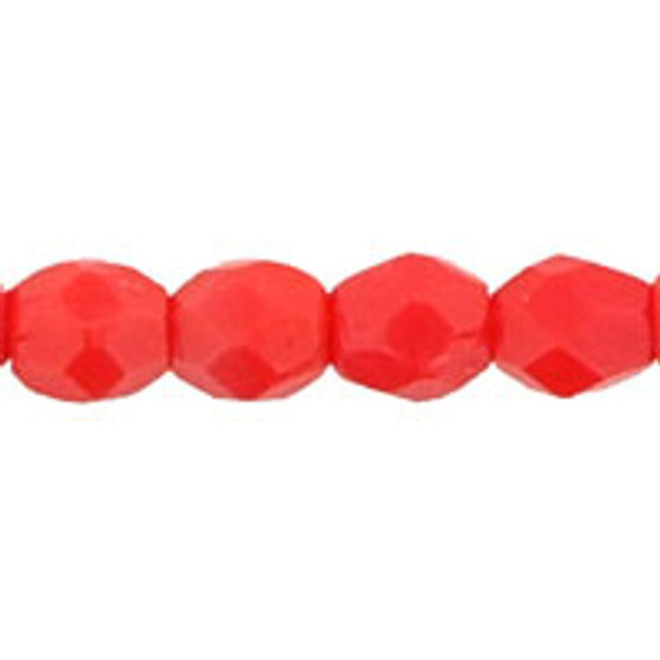 Firepolish 3mm Czech Glass Beads OPAQUE RED