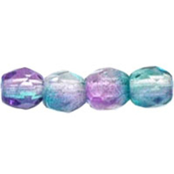 Firepolish 3mm Czech Glass Beads DUAL COATED PURPLE BLUE