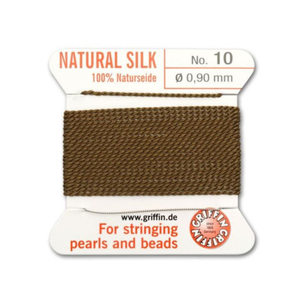 Griffin Natural Silk Bead Cord No.10 BROWN