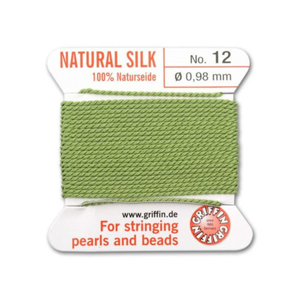 Griffin Natural Silk Bead Cord No.12 JADE GREEN