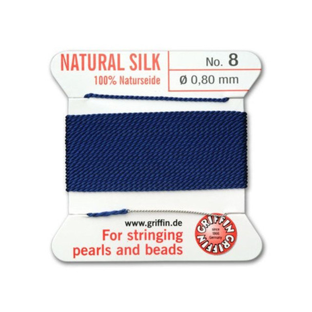 Griffin Natural Silk Bead Cord No.8 DARK BLUE