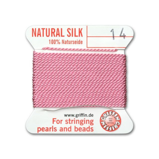 Griffin Natural Silk Bead Cord No.14 DARK PINK