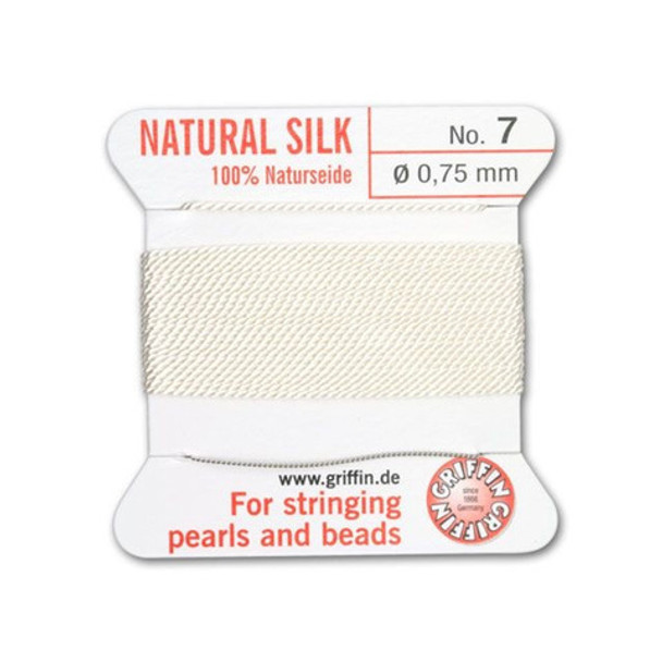 Griffin Natural Silk Bead Cord No.7 WHITE