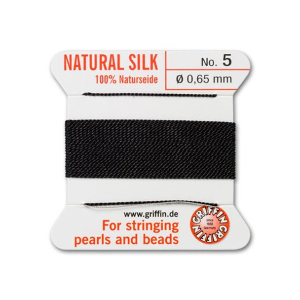 Griffin Natural Silk Bead Cord No.5 BLACK