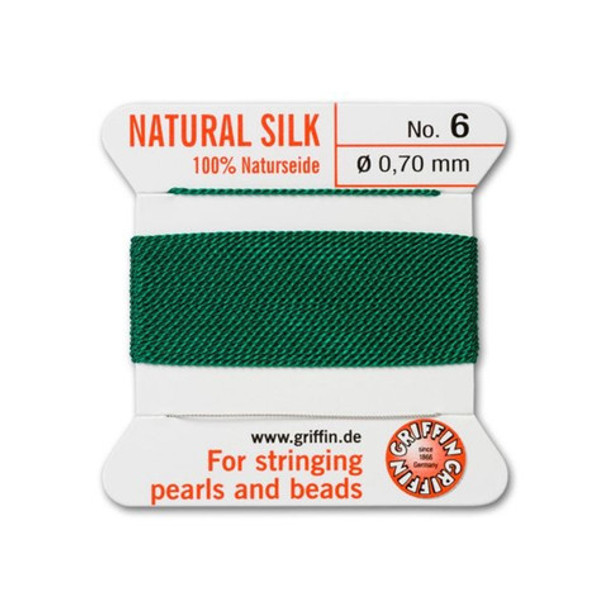 Griffin Natural Silk Bead Cord No.6 GREEN