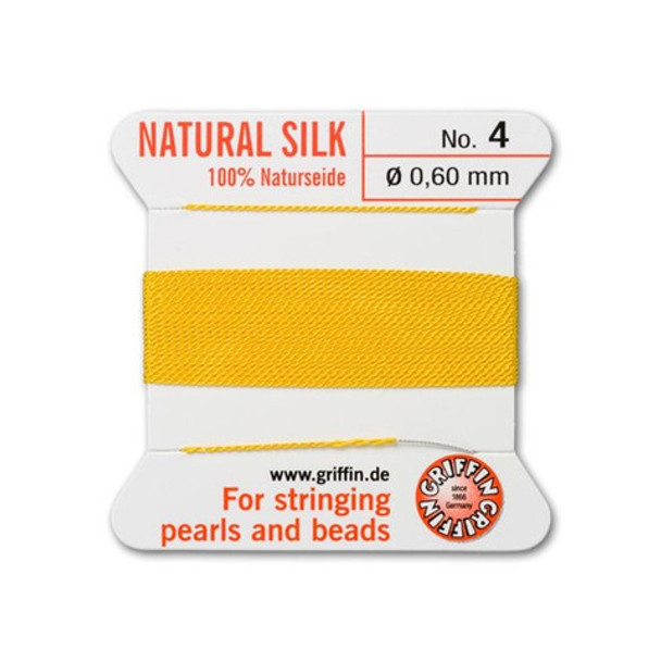 Griffin Natural Silk Bead Cord No.4 YELLOW