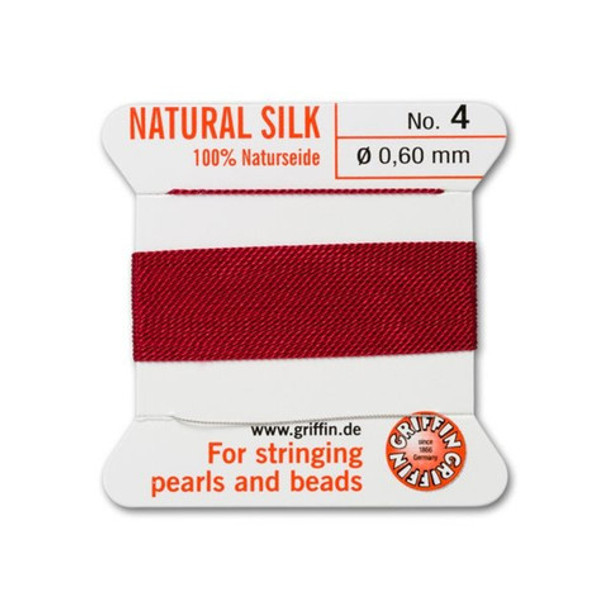 Griffin Natural Silk Bead Cord No.4 GARNET