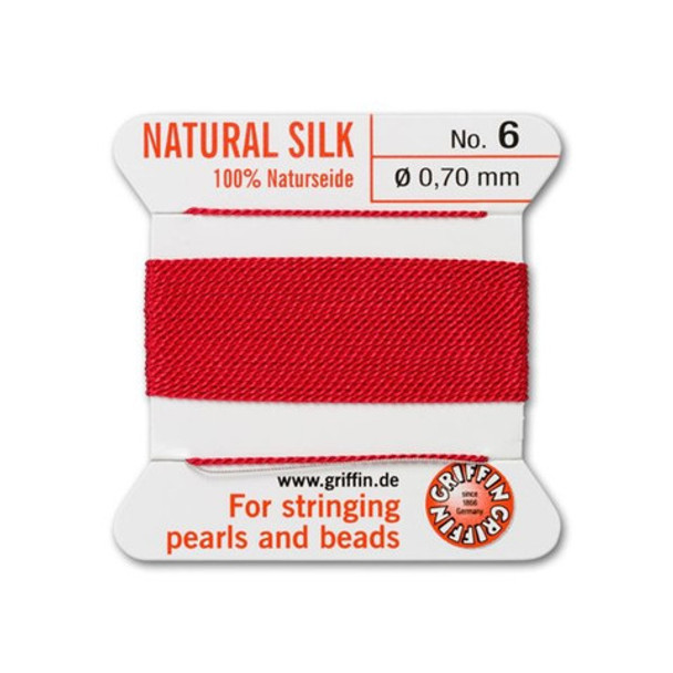 Griffin Natural Silk Bead Cord No.6 RED