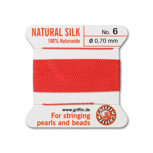 Griffin Natural Silk Bead Cord No.6 CORAL