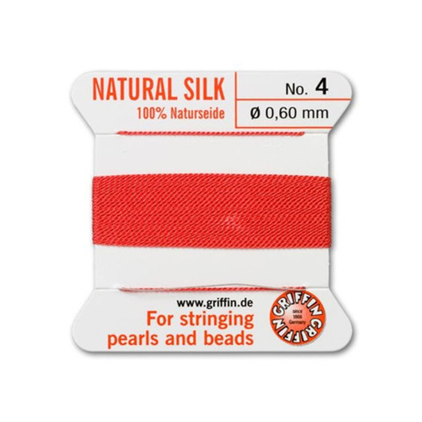 Griffin Natural Silk Bead Cord No.4 CORAL