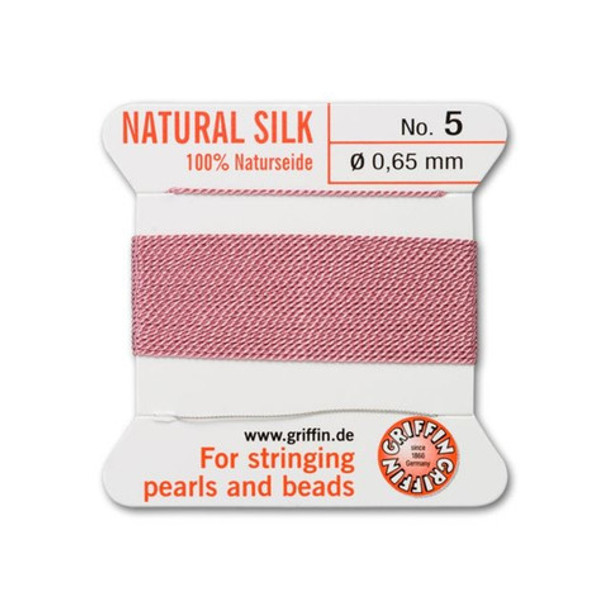 Griffin Natural Silk Bead Cord No.5 DARK PINK
