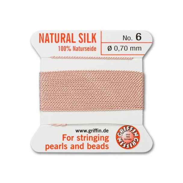 Griffin Natural Silk Bead Cord No.6 LIGHT PINK