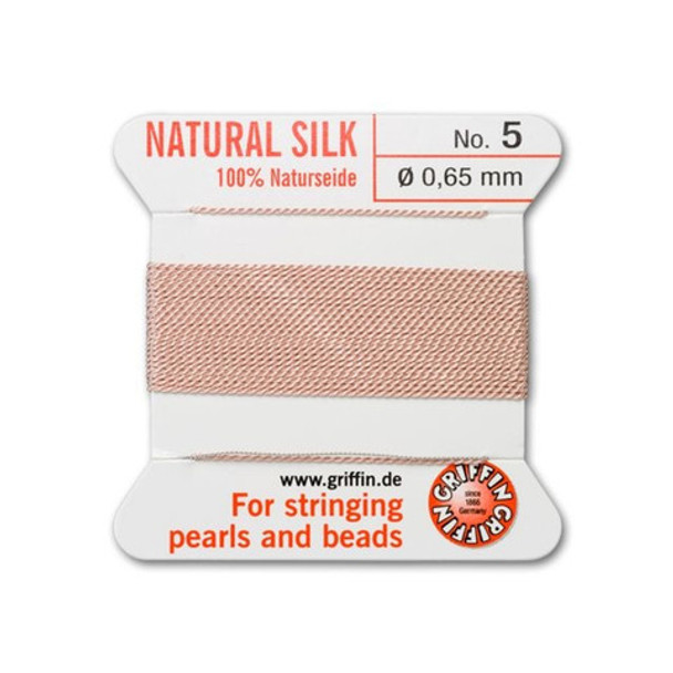 Griffin Natural Silk Bead Cord No.5 LIGHT PINK