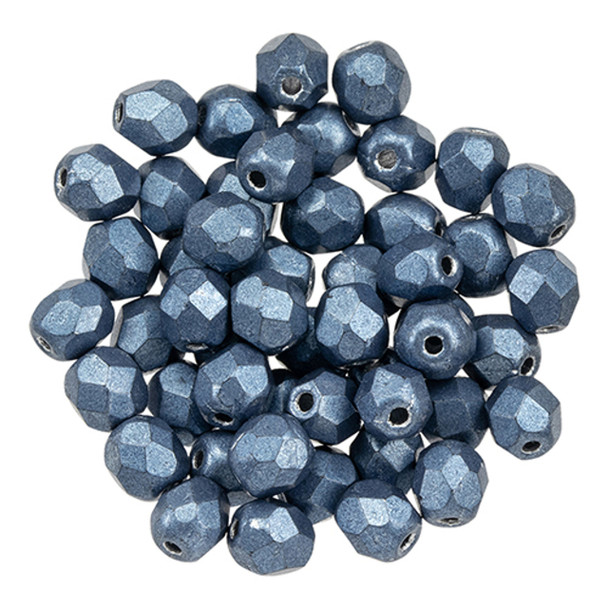 Czech Glass FIREPOLISH Beads 4mm SATURATED METALLIC BLUESTONE