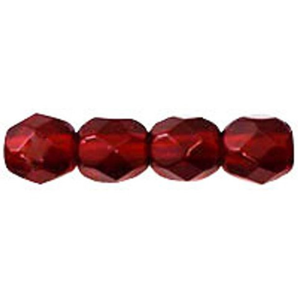 Czech Glass FIREPOLISH Beads 4mm RUBY