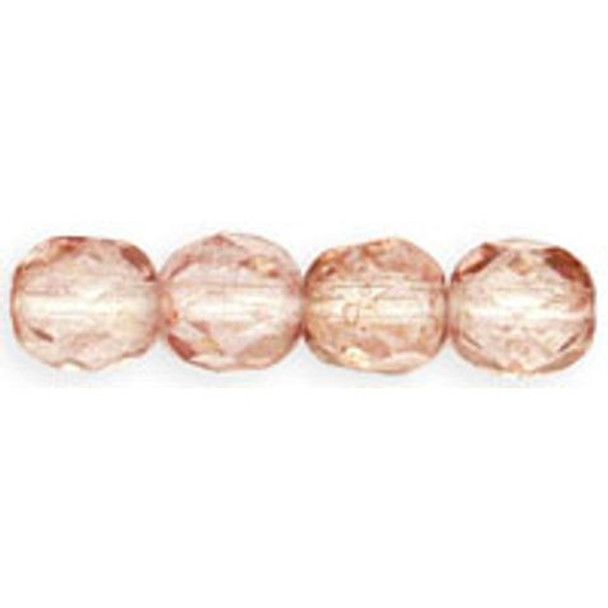 Czech Glass FIREPOLISH Beads 4mm LUSTER TRANSPARENT TOPAZ PINK