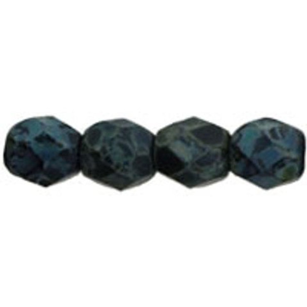 Czech Glass FIREPOLISH Beads 4mm MATTE JET PICASSO