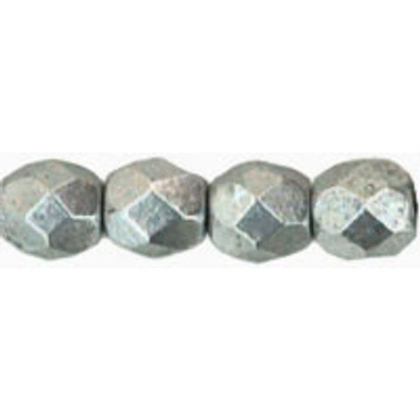 Czech Glass FIREPOLISH Beads 4mm MATTE METALLIC SILVER