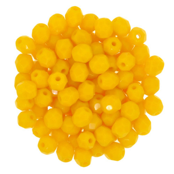 Czech Glass FIREPOLISH Beads 4mm OPAQUE SUNFLOWER YELLOW