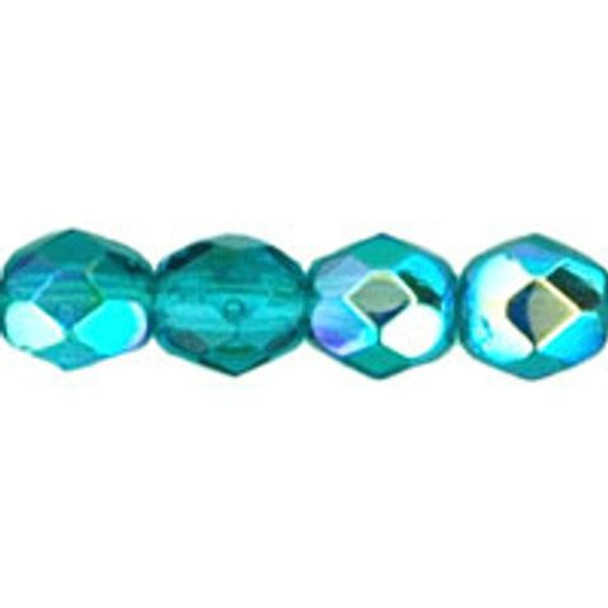 Czech Glass FIREPOLISH Beads 4mm TEAL AB