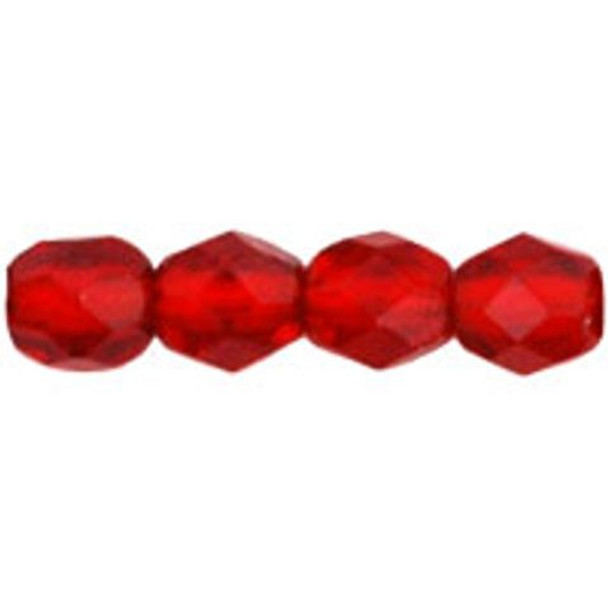 Czech Glass FIREPOLISH Beads 4mm RUBY SILVER LINED