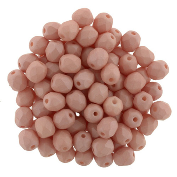 Czech Glass FIREPOLISH Beads 4mm SATURATED PEACH