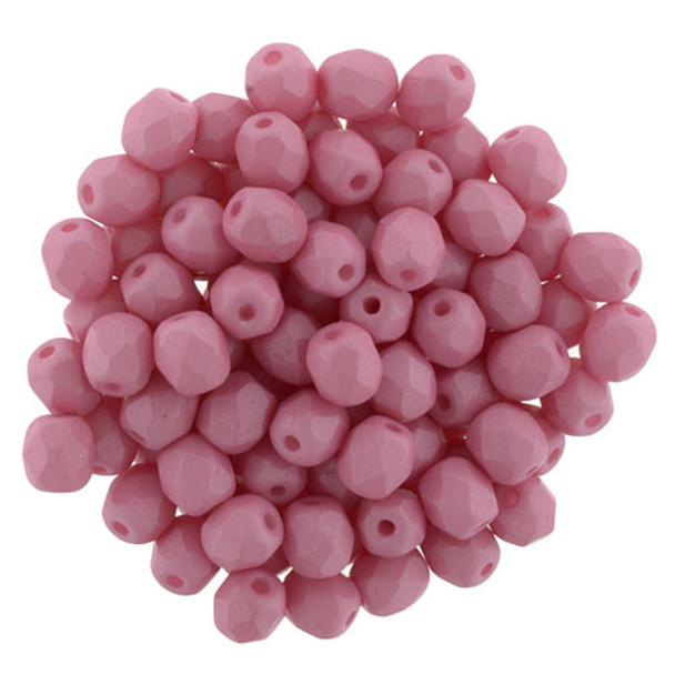 Czech Glass FIREPOLISH Beads 4mm SATURATED PINK