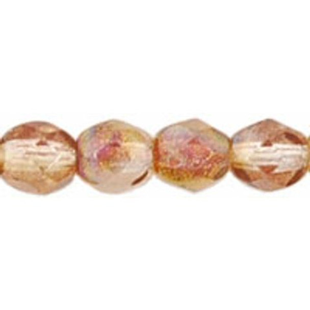 Czech Glass FIREPOLISH Beads 4mm LUSTER PINK LEMONADE