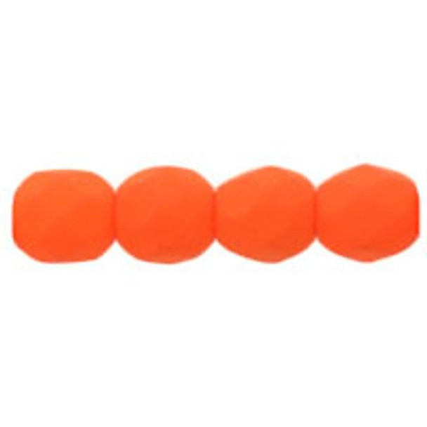 Czech Glass FIREPOLISH 4mm NEON ORANGE