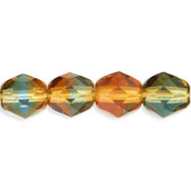 Firepolish 6mm Czech Glass Beads TOPAZ MONTANA BLUE