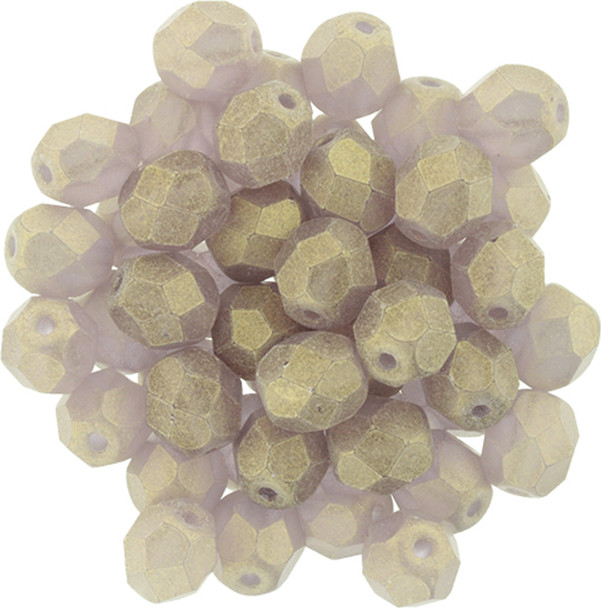 Firepolish 6mm Czech Glass Beads SUEDED GOLD MED AMETHYST