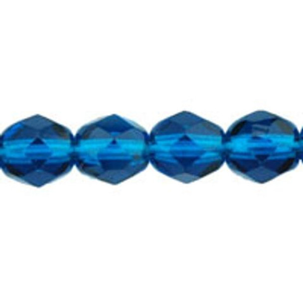 Firepolish 6mm Czech Glass Beads CAPRI BLUE