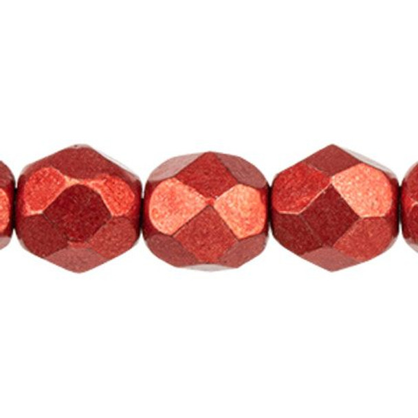 Firepolish 6mm Czech Beads SATURATED METALLIC CRANBERRY