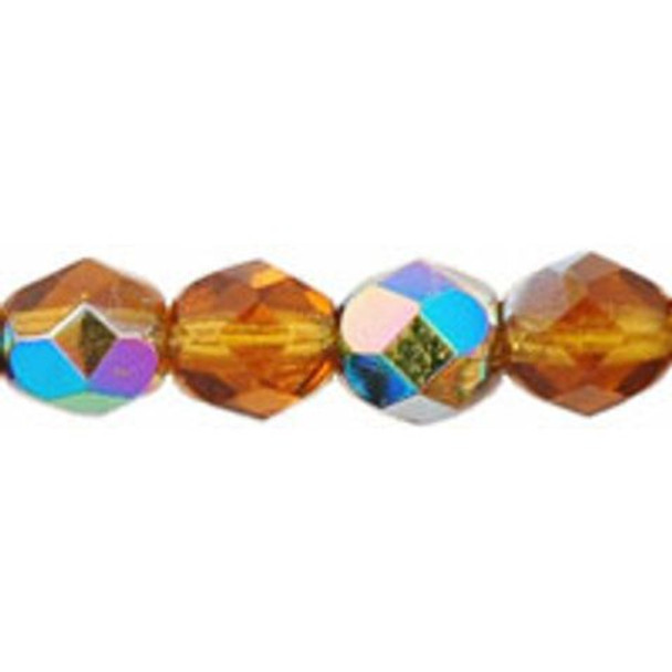 Firepolish 6mm Czech Glass Beads DK TOPAZ VITRAIL