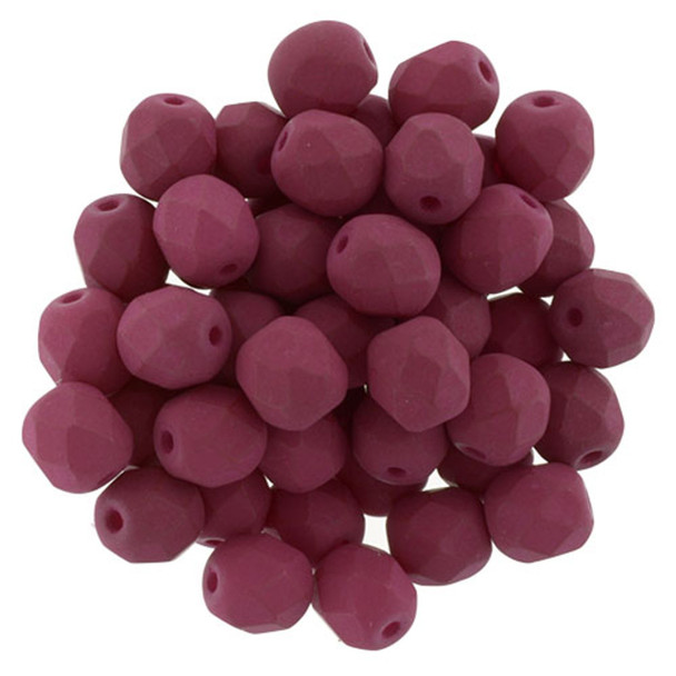 Firepolish 6mm Czech Glass Beads SATURATED FUCHSIA