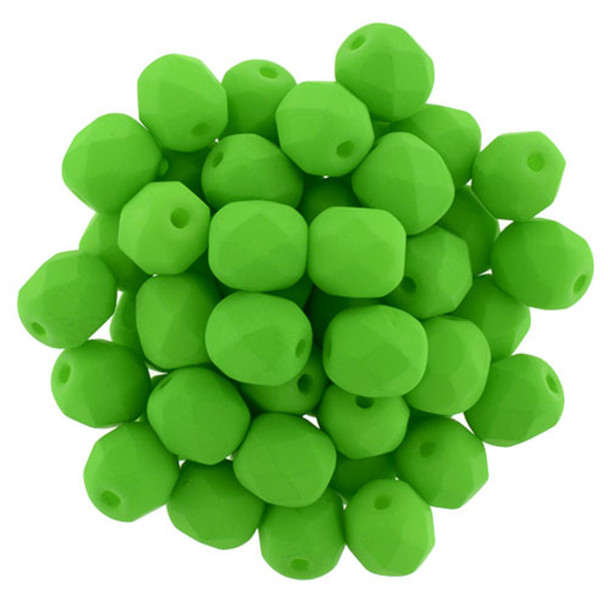 Firepolish 6mm Czech Glass Beads NEON GREEN