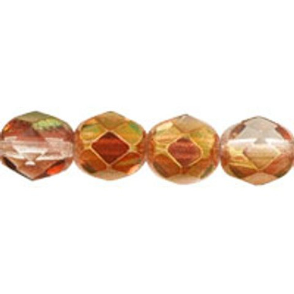 Firepolish 6mm Czech Glass Beads LUSTER TRANSPARENT PINK