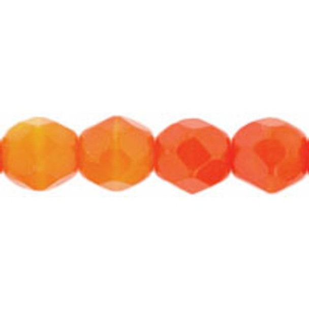 Firepolish 6mm Czech Glass Beads OPAL ORANGE