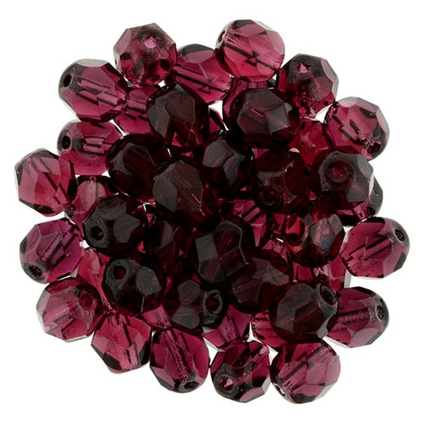 Firepolish 6mm Czech Glass Beads FUCHSIA