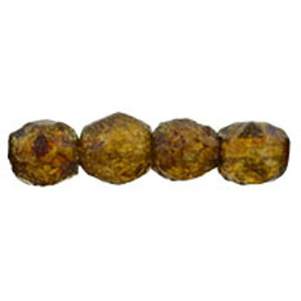 Firepolish 6mm Czech Beads TOPAZ STONE COPPER PICASSO