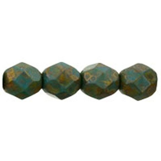 Firepolish 6mm Czech Beads PERSIAN TURQUOISE COPPER PICASSO