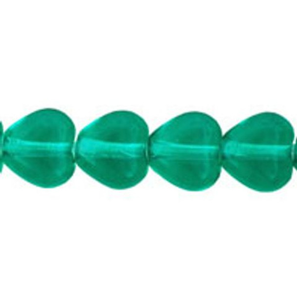 Heart Czech Glass Beads 6x6mm EMERALD