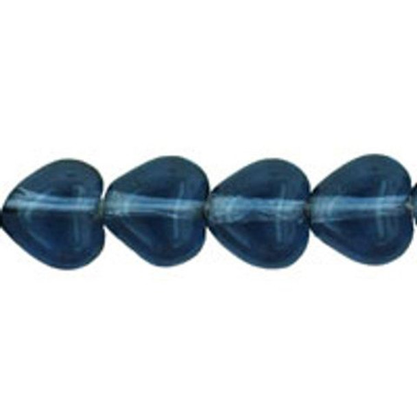 Heart Czech Glass Beads 6x6mm MONTANA BLUE